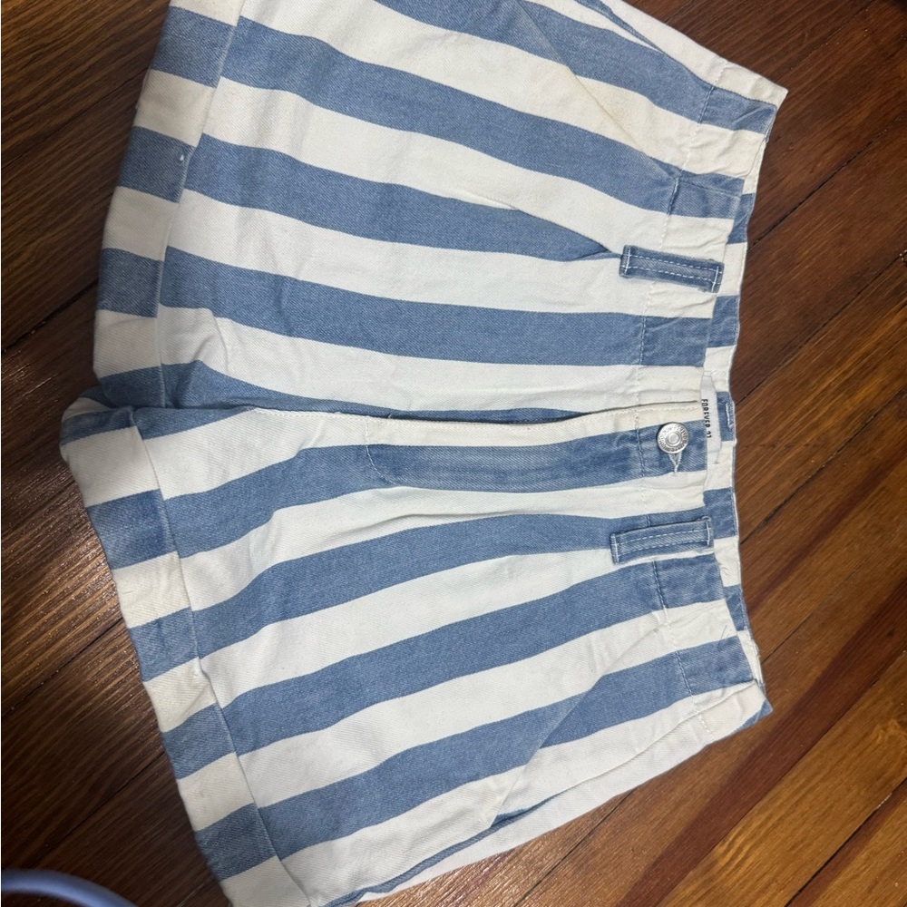 Blue and White Striped Shorts
